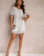 lily rose Rochie Mini Gri deschis cu Fir metalic și Elastic în talie Eullas