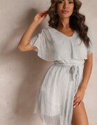 lily rose Rochie Mini Gri deschis cu Fir metalic și Elastic în talie Eullas