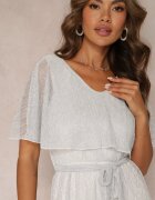 lily rose Rochie Mini Gri deschis cu Fir metalic și Elastic în talie Eullas