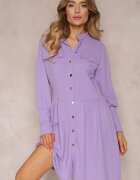 lily rose Rochie Mini Mov cu Guler și Clapete Decorative Zylana