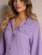 lily rose Rochie Mini Mov cu Guler și Clapete Decorative Zylana