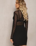 lily rose Rochie Mini Mulată Neagră cu Top din Plasă Ornată cu Zirconii Luwanes