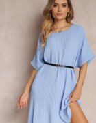 lily rose Rochie Mini Plisată Albastră cu curea din imitație de piele Dasima