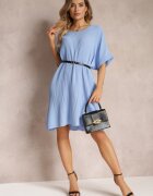 lily rose Rochie Mini Plisată Albastră cu curea din imitație de piele Dasima