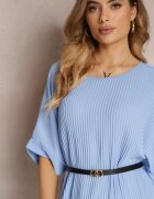lily rose Rochie Mini Plisată Albastră cu curea din imitație de piele Dasima