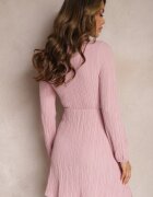 lily rose Rochie Mini Rozalie cu Pliuri Subțiri Elastic în Talie și Decolteu Petrecut Lizina