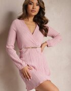 lily rose Rochie Mini Rozalie cu Pliuri Subțiri Elastic în Talie și Decolteu Petrecut Lizina