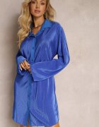 lily rose Rochie mini tip cămașă bleu marin decorată cu pliuri Culven