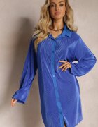 lily rose Rochie mini tip cămașă bleu marin decorată cu pliuri Culven