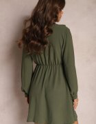 lily rose Rochie Mini Verde cu Croială Cloș cu Volane și Elastic în Talie Beranzze