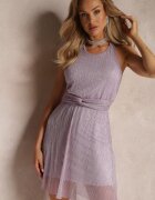 lily rose Rochie Mini Violet Sclipitoare cu elastic în talie și legătură la gât Brecklyn