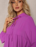 lily rose Rochie Mov cu croi evazat cu volan și decolteu rotund Vasaia