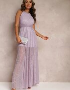 lily rose Rochie Mov cu Decolteu Halter Fir Strălucitor și Elastic în Talie Ketura