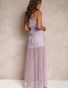 lily rose Rochie Mov cu Decolteu Halter Fir Strălucitor și Elastic în Talie Ketura