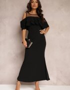 lily rose Rochie Neagră Cintrată cu Volan Lariphelia