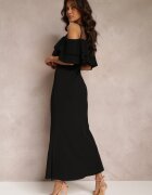 lily rose Rochie Neagră Cintrată cu Volan Lariphelia