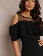 lily rose Rochie Neagră Cintrată cu Volan Lariphelia