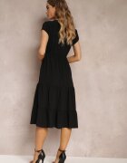 lily rose Rochie Neagră cu Decolteu Triunghiular și Volan Callandia
