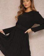 lily rose Rochie Neagră Plisată cu Centură Phile