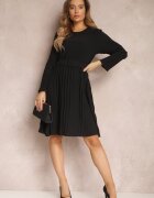 lily rose Rochie Neagră Plisată cu Centură Phile