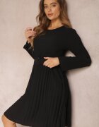 lily rose Rochie Neagră Plisată cu Centură Phile