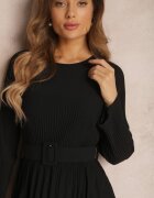 lily rose Rochie Neagră Plisată cu Centură Phile