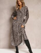 lily rose Rochie Negru-Bej Cloș cu Elastic în Talie Philida