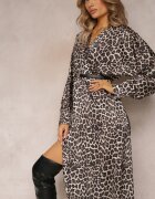 lily rose Rochie Negru-Bej Cloș cu Elastic în Talie Philida