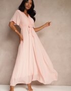 lily rose Rochie Plisată Roz deschis cu Decolteu petrecut și Elastic în talie Dimitris