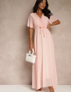 lily rose Rochie Plisată Roz deschis cu Decolteu petrecut și Elastic în talie Dimitris