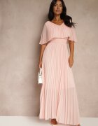 lily rose Rochie Plisată Roz deschis cu elastic în talie cu volan la decolteu Drenia