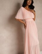 lily rose Rochie Plisată Roz deschis cu elastic în talie cu volan la decolteu Drenia