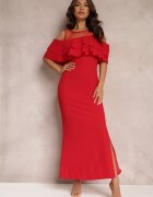 lily rose Rochie Roșie Cambrată cu Volănaș Lariphelia