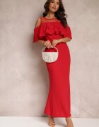 lily rose Rochie Roșie Cambrată cu Volănaș Lariphelia