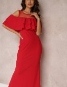 lily rose Rochie Roșie Cambrată cu Volănaș Lariphelia