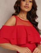 lily rose Rochie Roșie Cambrată cu Volănaș Lariphelia