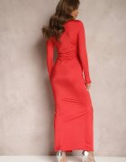 lily rose Rochie Roșie Mulată De Cocktail Drapată și cu Fentă Adâncă Chisti
