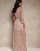 lily rose Rochie Roz Asimetrică cu Cusături Metalice și Curea Legată Arhellia