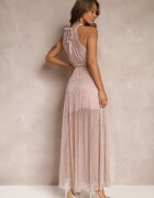 lily rose Rochie Roz cu decolteu halter fir strălucitor și elastic în talie Ketura