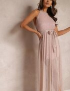 lily rose Rochie Roz cu decolteu halter fir strălucitor și elastic în talie Ketura
