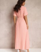 lily rose Rochie Roz Evazată Plisată cu Cordon Legat Eilemona