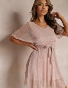 lily rose Rochie roz Mini cu Fir Metalic și Elastic în Talie Eullas