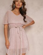 lily rose Rochie roz Mini cu Fir Metalic și Elastic în Talie Eullas
