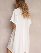 lily rose Rochie Vaporoasă Albă Cloș cu Guler și Pliuri Pedrisa