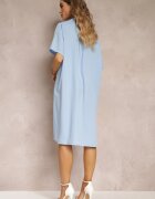 lily rose Rochie Vaporoasă Albastră Cloș cu Guler și Pliuri Pedrisa