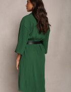 lily rose Rochie Verde închis Plisată Midi cu guler și nasturi Danitza