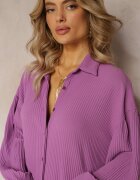 lily rose Rochie Violet Plisată Midi cu Guler și Nasturi Danitza