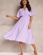 lily rose Rochie Violetă cu elastic în talie cu mâneci scurte și decolteu petrecut Kelila