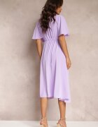 lily rose Rochie Violetă cu elastic în talie cu mâneci scurte și decolteu petrecut Kelila