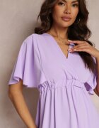 lily rose Rochie Violetă cu elastic în talie cu mâneci scurte și decolteu petrecut Kelila